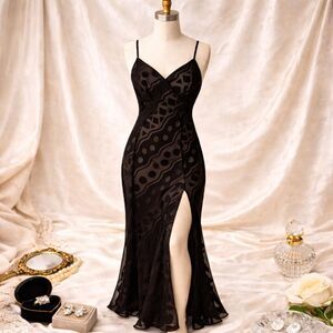 Vintage Cassini Intimates Full Length Sexy Sheer Negligee Gown Lingerie Medium